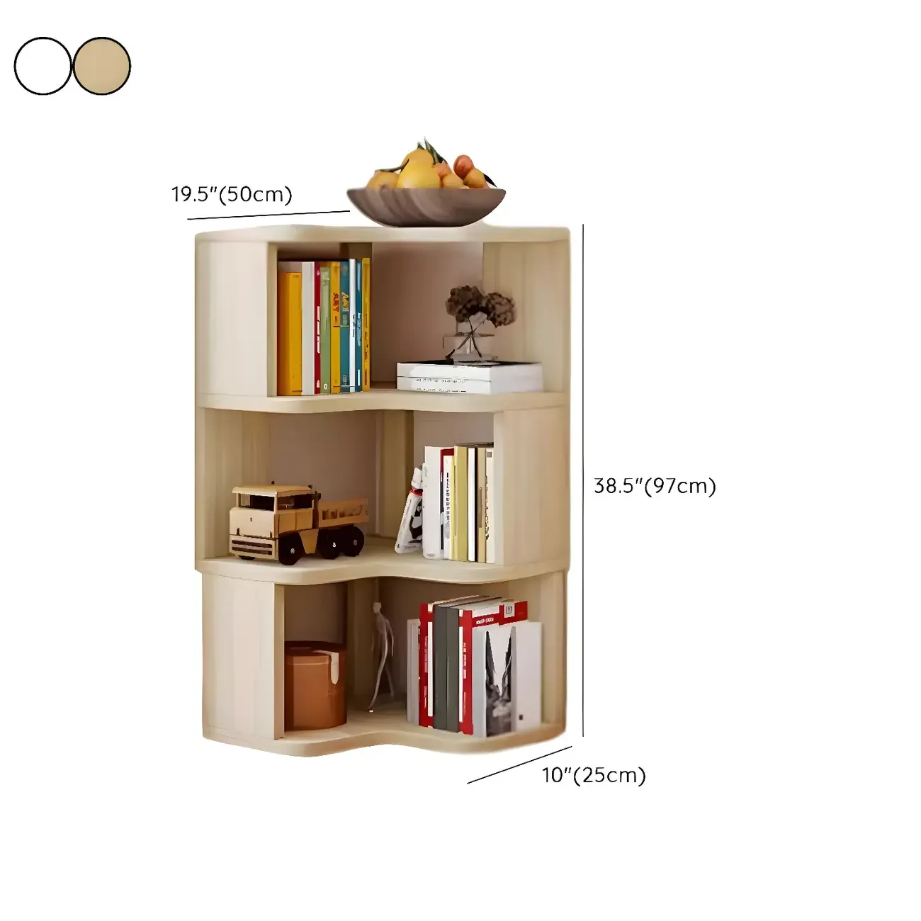 Vertical Wooden Corner Bookcase with Open Shelves Image - 22