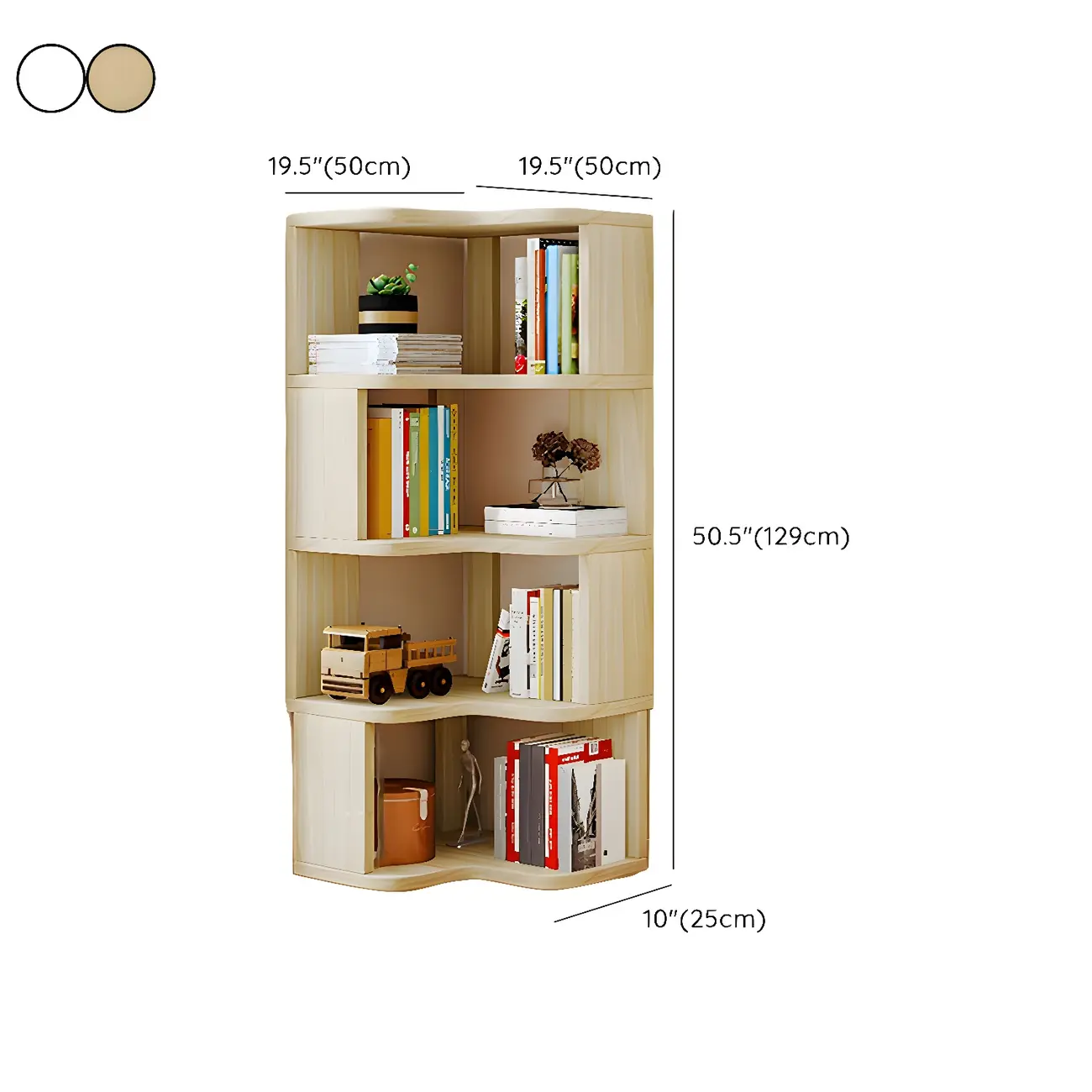 Vertical Wooden Corner Bookcase with Open Shelves Image - 23 | homeyfad