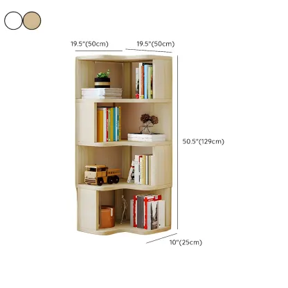 Vertical Wooden Corner Bookcase with Open Shelves Image - 23