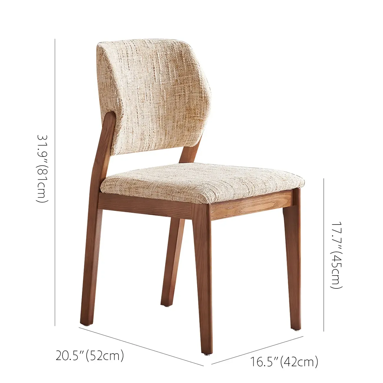 Mid Century Modern Wood Fabric Dining Chair Upholstery #size