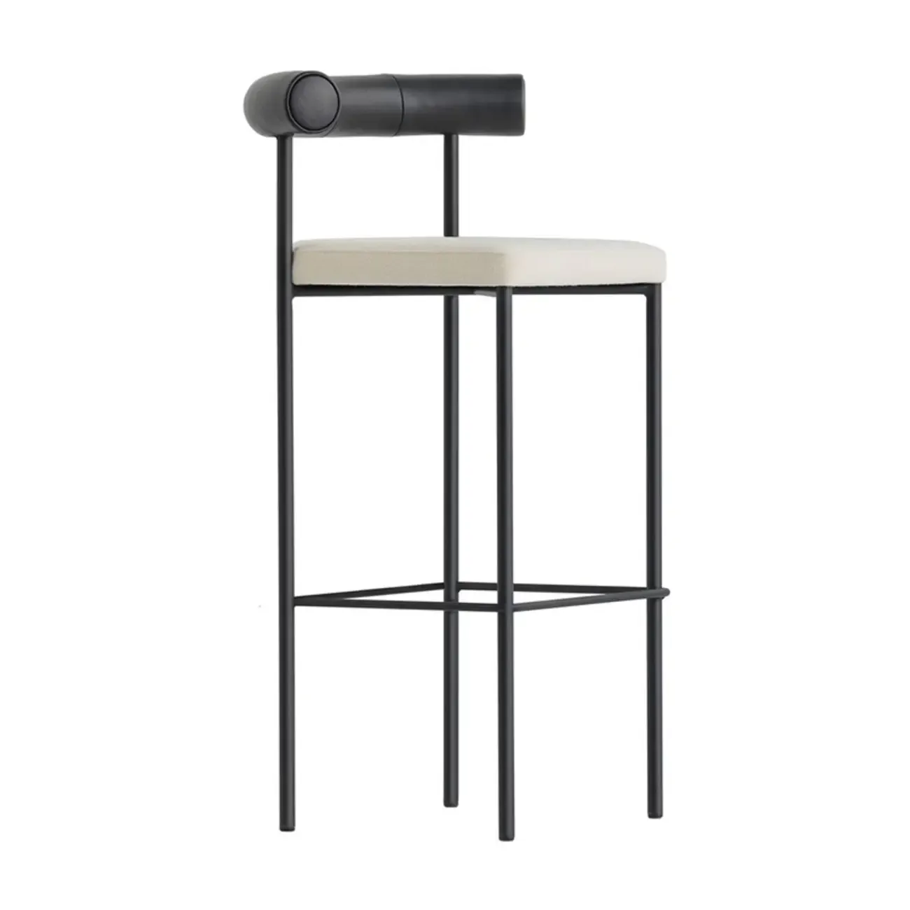 Modern Velour Upholstered Low Back Metal Frame Bar Stools | HomeyFad