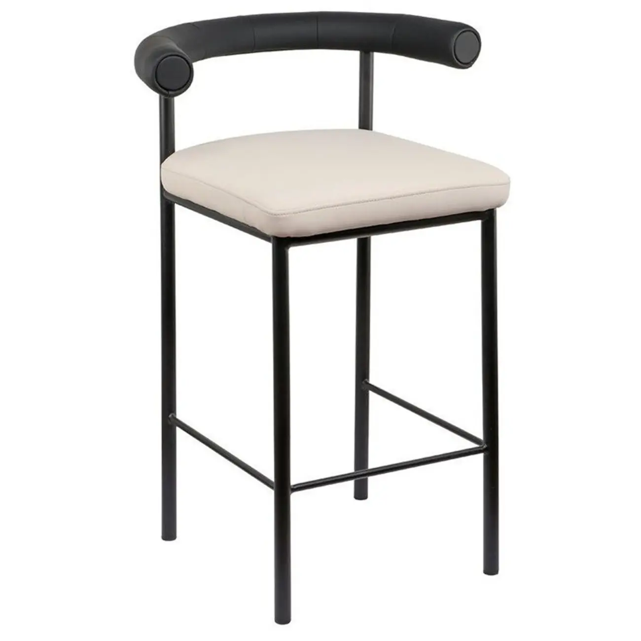 Modern Upholstered Low Back Metal Frame Bar Stools Image - 4 | homeyfad