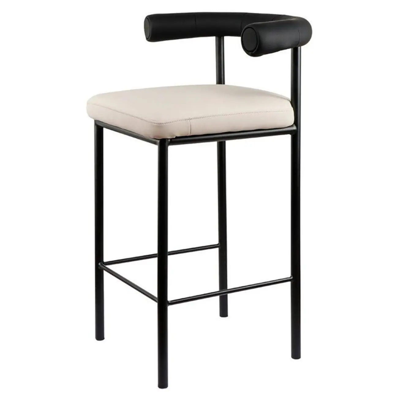 Modern Upholstered Low Back Metal Frame Bar Stools Image - 6 | homeyfad