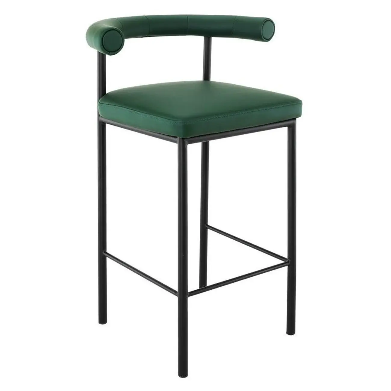 Modern Upholstered Low Back Metal Frame Bar Stools Image - 7 | homeyfad