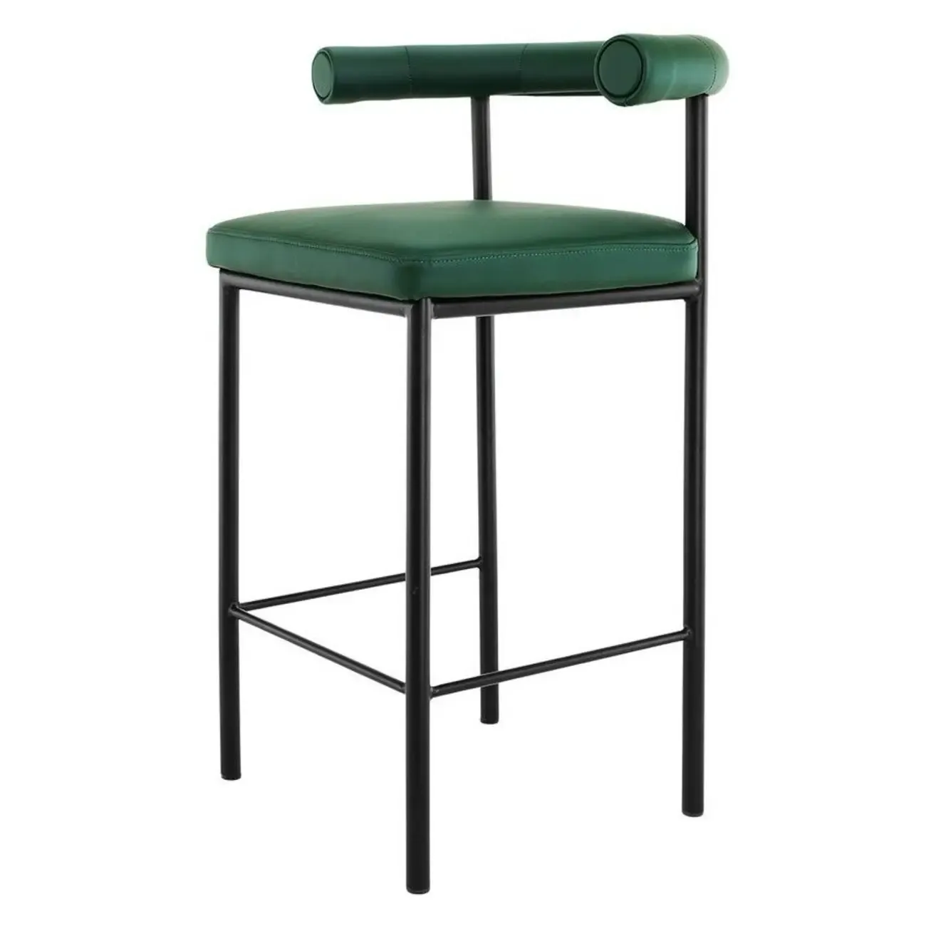 Modern Upholstered Low Back Metal Frame Bar Stools Image - 8