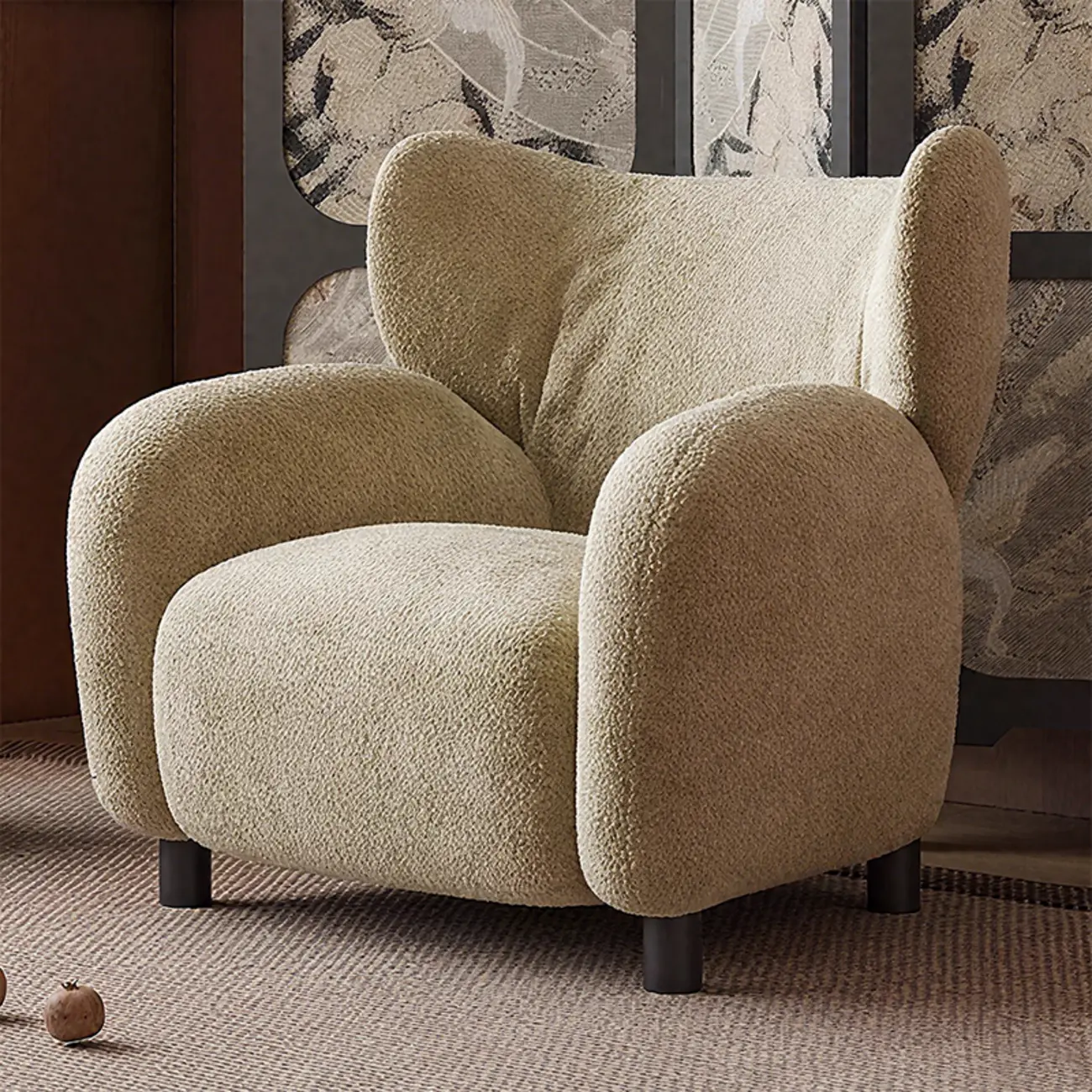 Modern Chenille Fabric Wingback Accent Chair with Arms Image - 5 | homeyfad