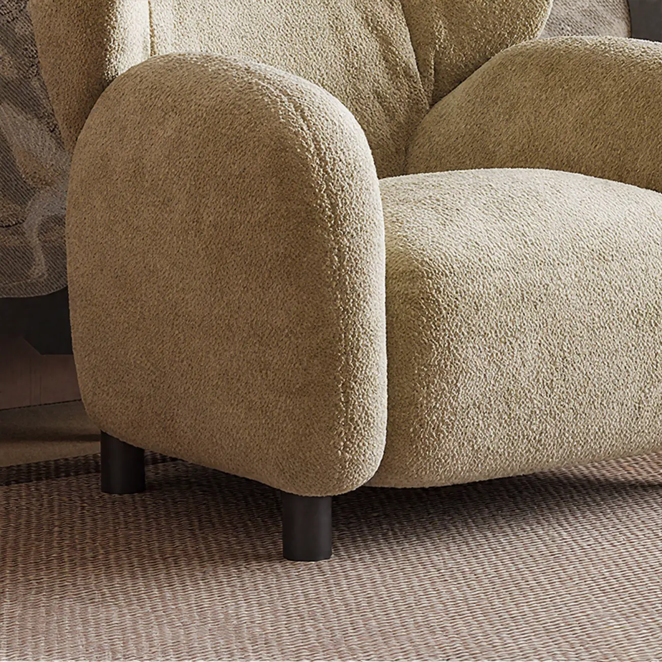 Modern Chenille Fabric Wingback Accent Chair with Arms Image - 10 | homeyfad