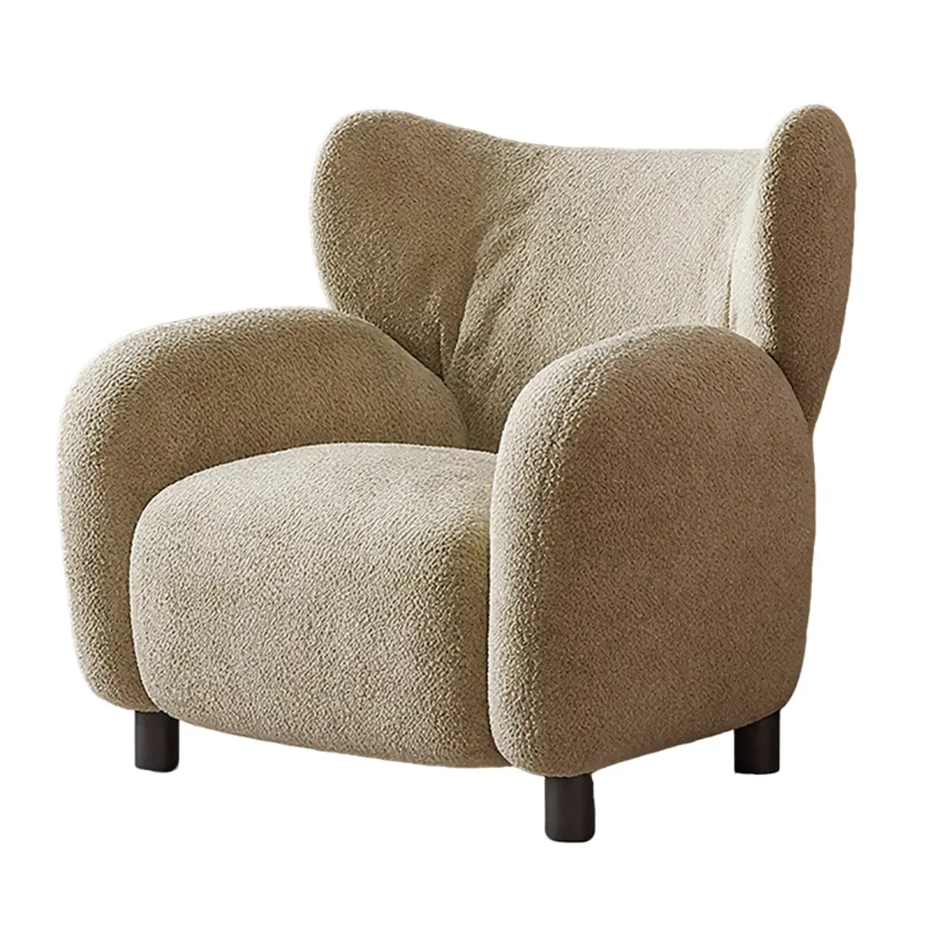 Modern Chenille Fabric Wingback Accent Chair with Arms Image - 8