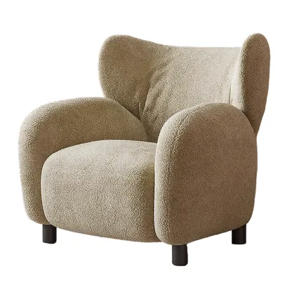 Modern Chenille Fabric Wingback Accent Chair with Arms Image - 8