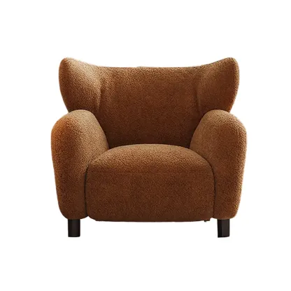 Modern Chenille Fabric Wingback Accent Chair with Arms Image - 7
