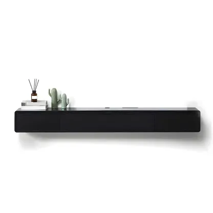 Wooden Wooden Floating TV Stand with Cable Management Image - 10