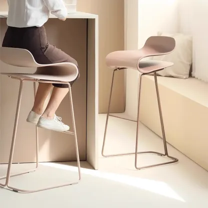 Industrial Plastic Steel Frame Low Back Armless Bar Stool Image - 3