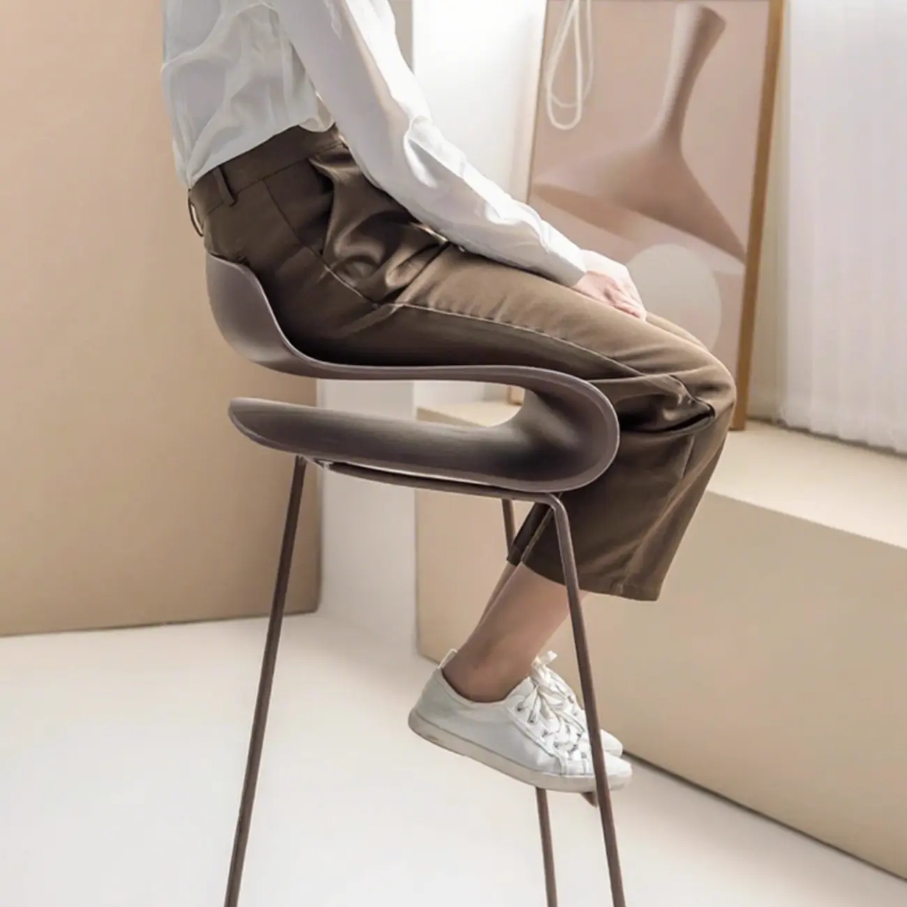 Industrial Plastic Steel Frame Low Back Armless Bar Stool Image - 6 | homeyfad