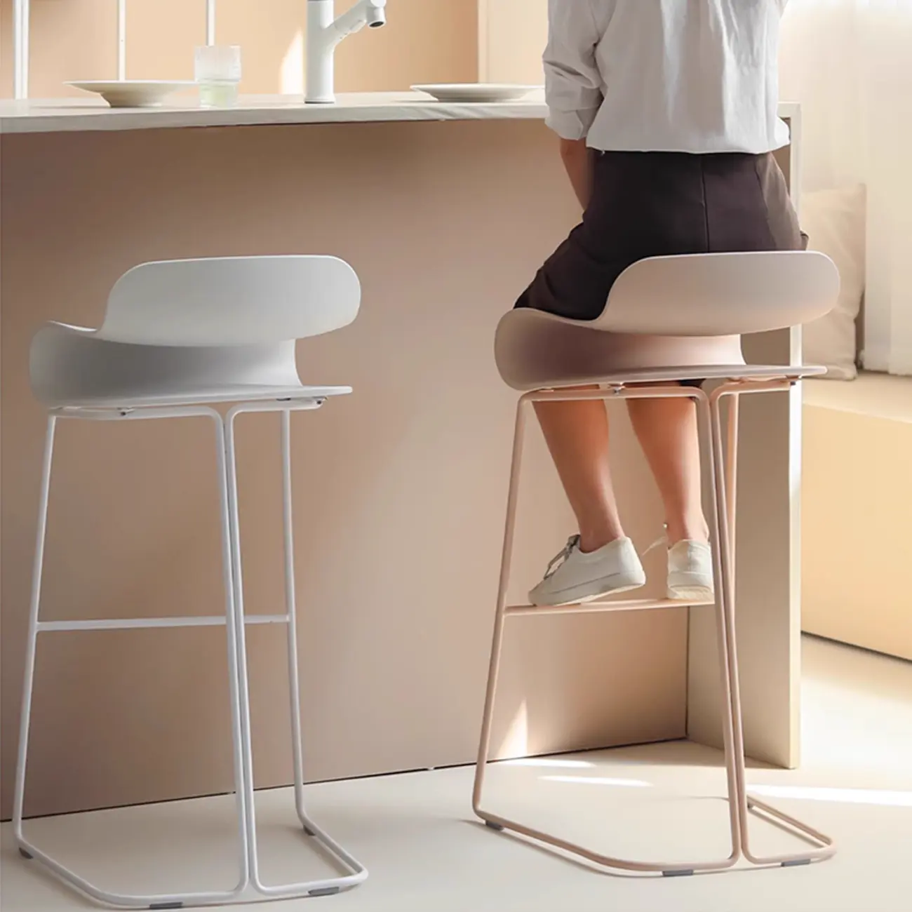 Industrial Plastic Steel Frame Low Back Armless Bar Stool Image - 8 | homeyfad