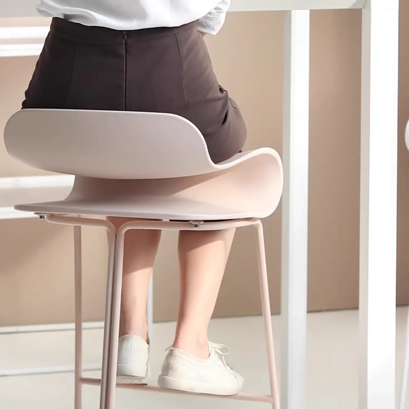 Industrial Plastic Steel Frame Low Back Armless Bar Stool Image - 9 | homeyfad