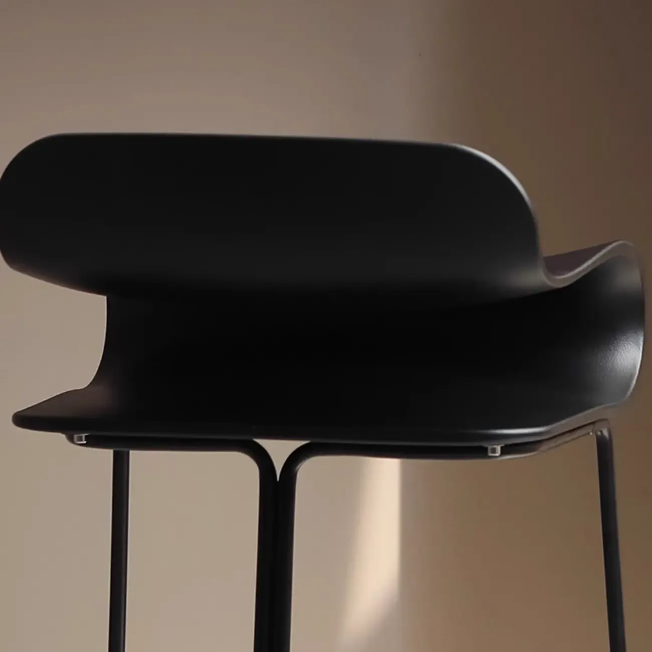 Industrial Plastic Steel Frame Low Back Armless Bar Stool Image - 10