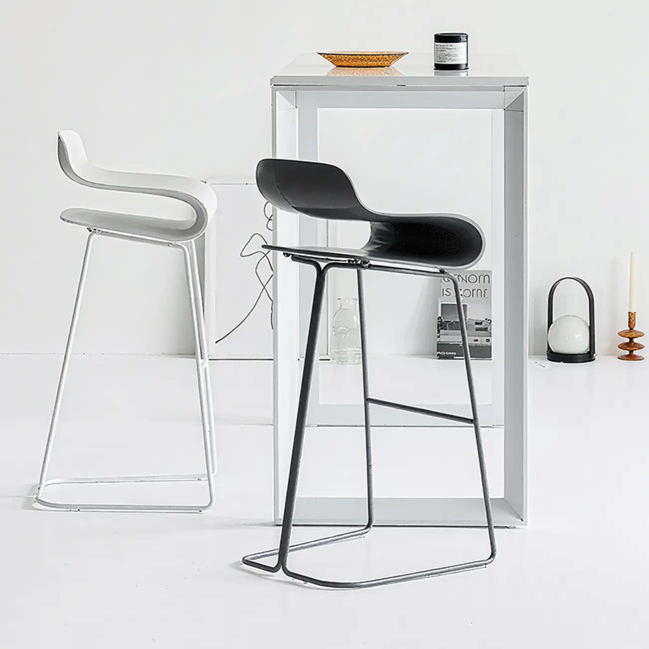 Industrial Plastic Steel Frame Low Back Armless Bar Stool Image - 1 | homeyfad