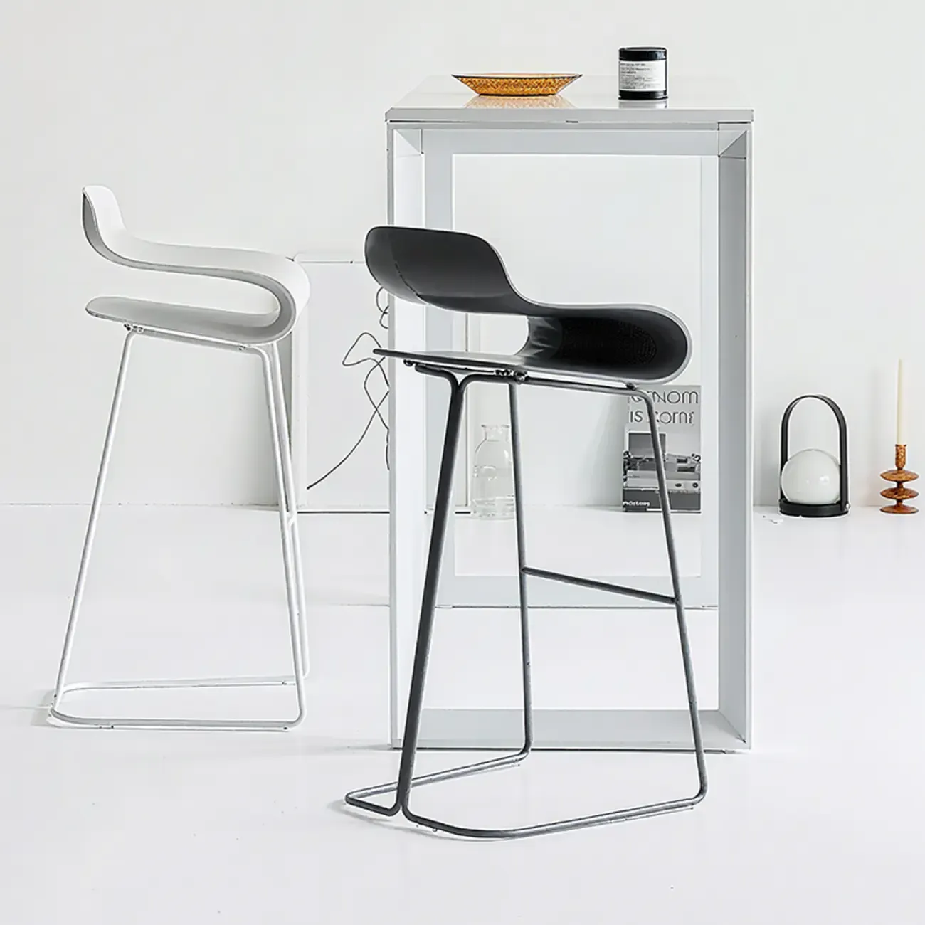 Industrial Plastic Steel Frame Low Back Armless Bar Stool Image - 1