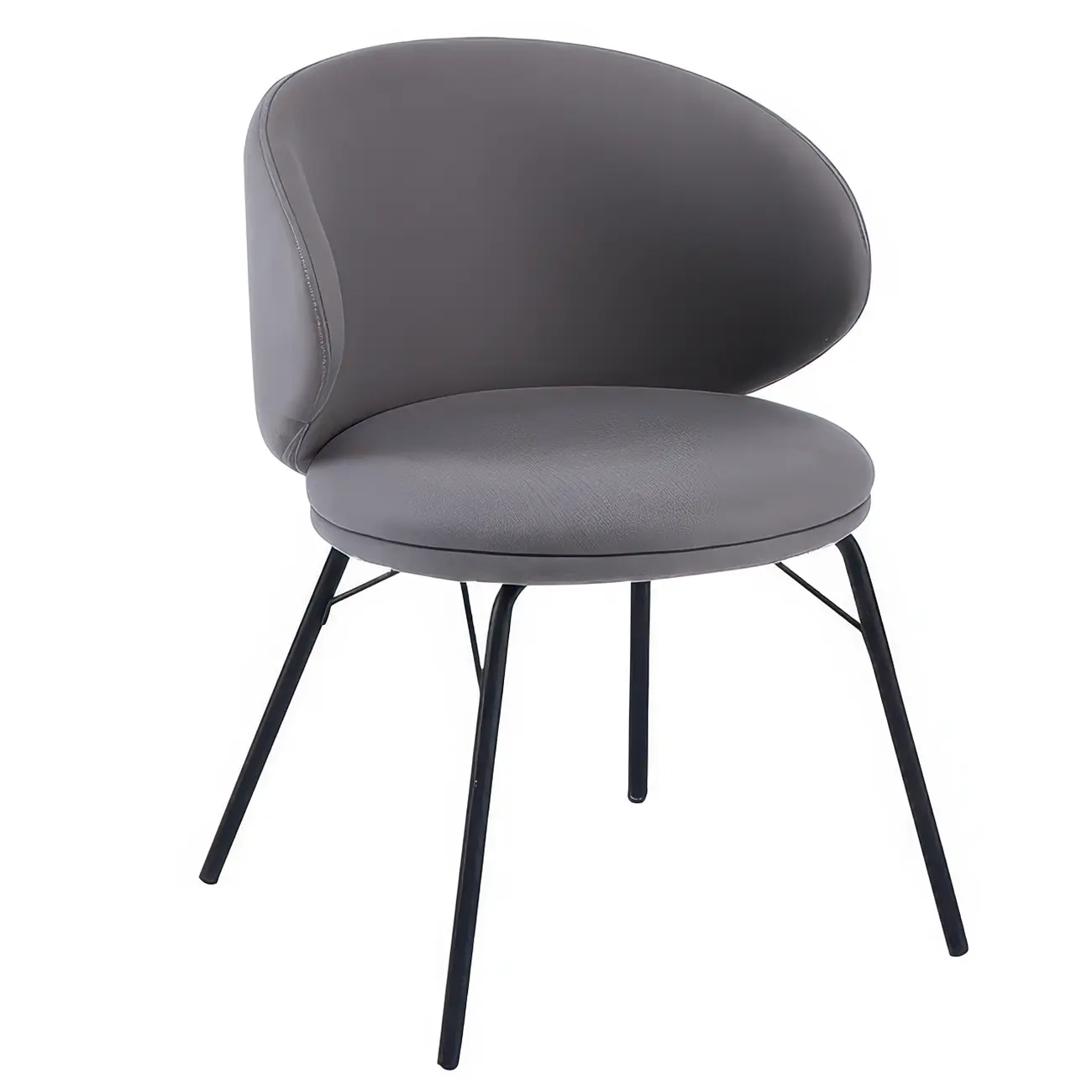 Modern Leathaire Upholstered Metal Leg Dining Chair Image - 3 | homeyfad