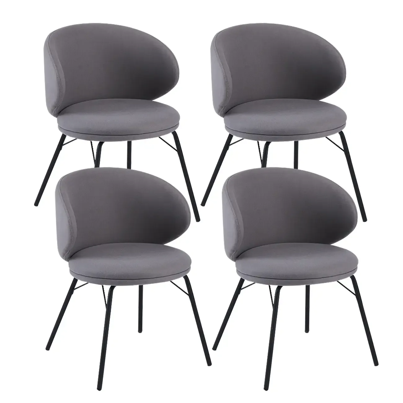 Modern Leathaire Upholstered Metal Leg Dining Chair Image - 5