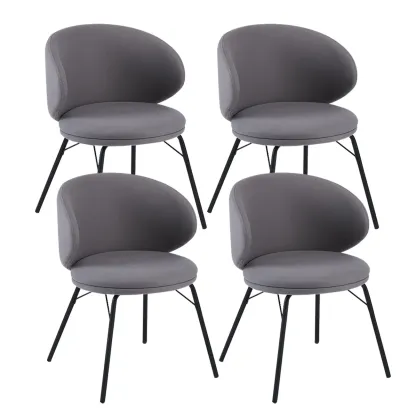 Modern Leathaire Upholstered Metal Leg Dining Chair Image - 5