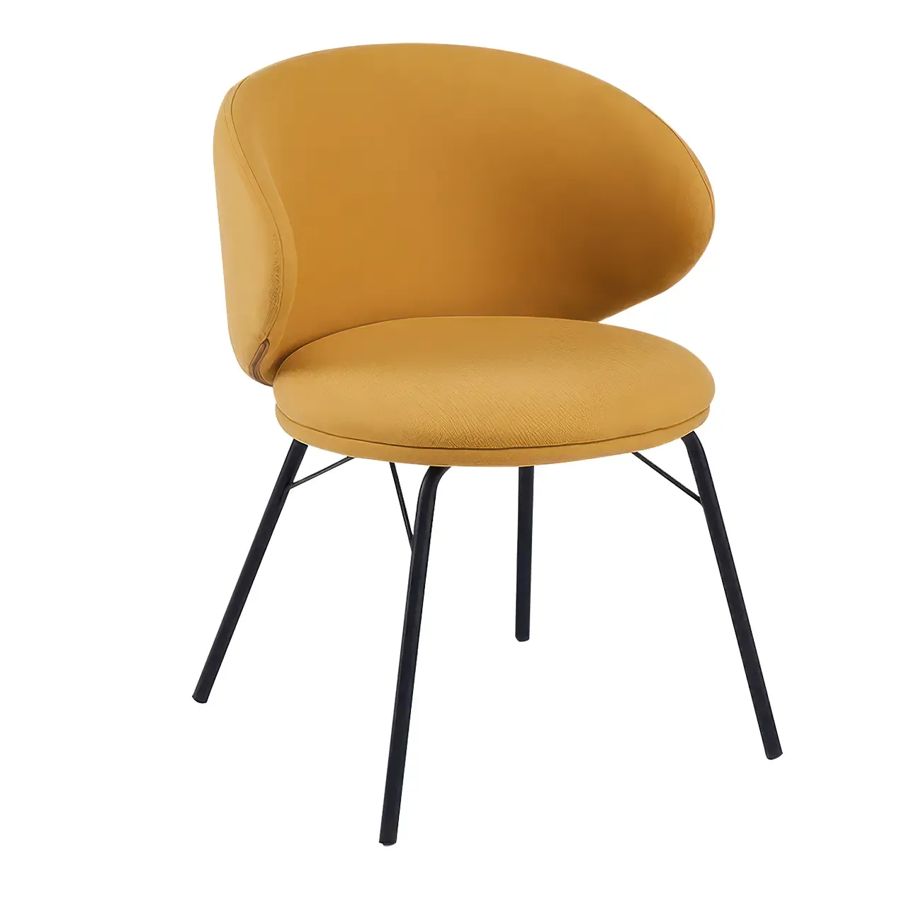 Modern Leathaire Upholstered Metal Leg Dining Chair Image - 6