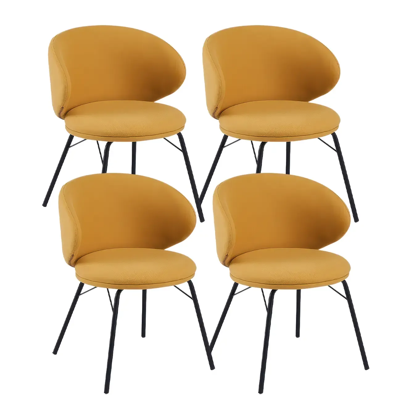 Modern Leathaire Upholstered Metal Leg Dining Chair Image - 8