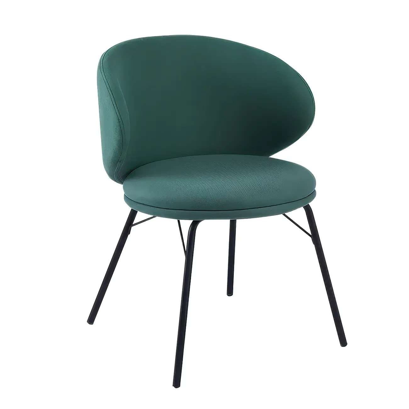 Modern Leathaire Upholstered Metal Leg Dining Chair Image - 9
