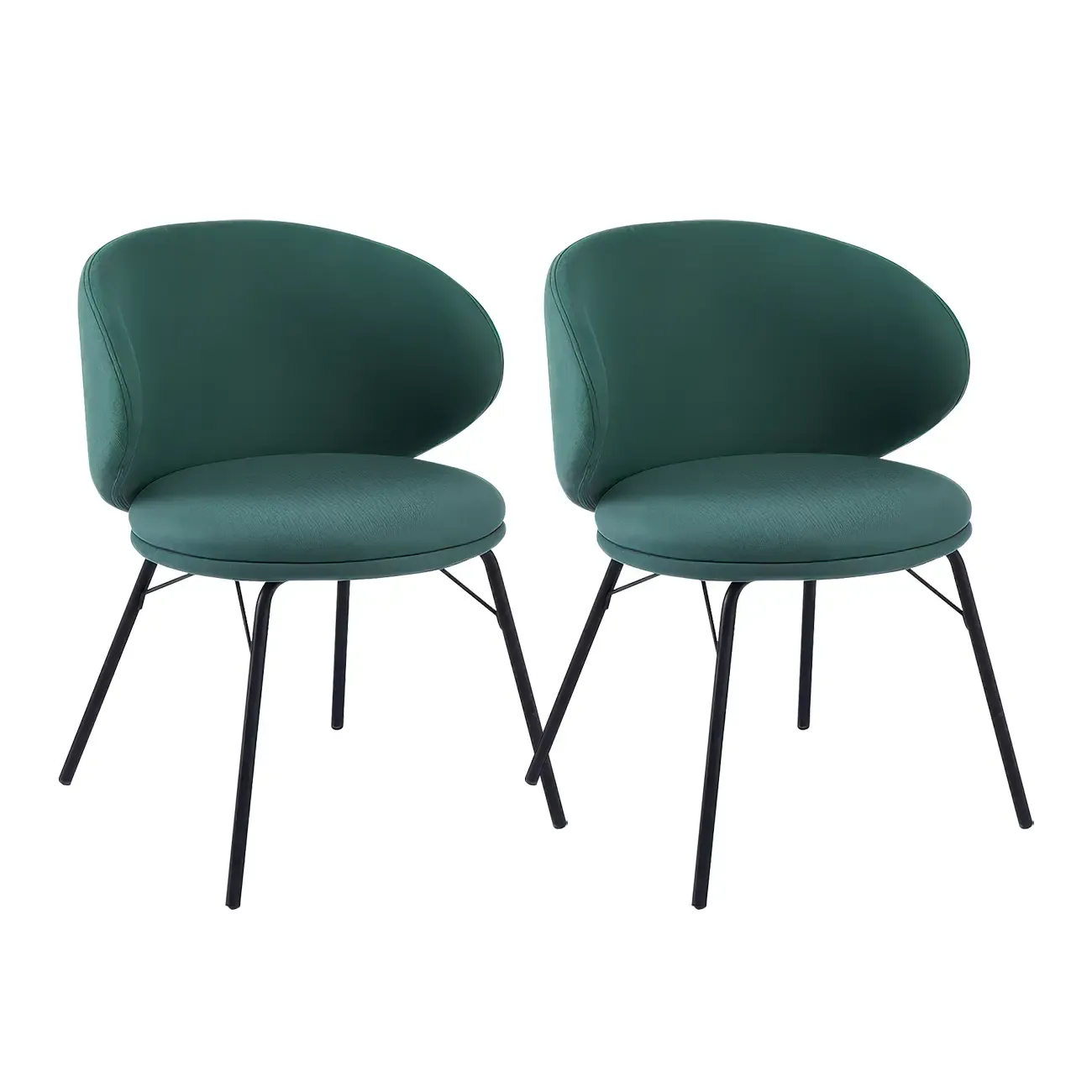 Modern Leathaire Upholstered Metal Leg Dining Chair Image - 10