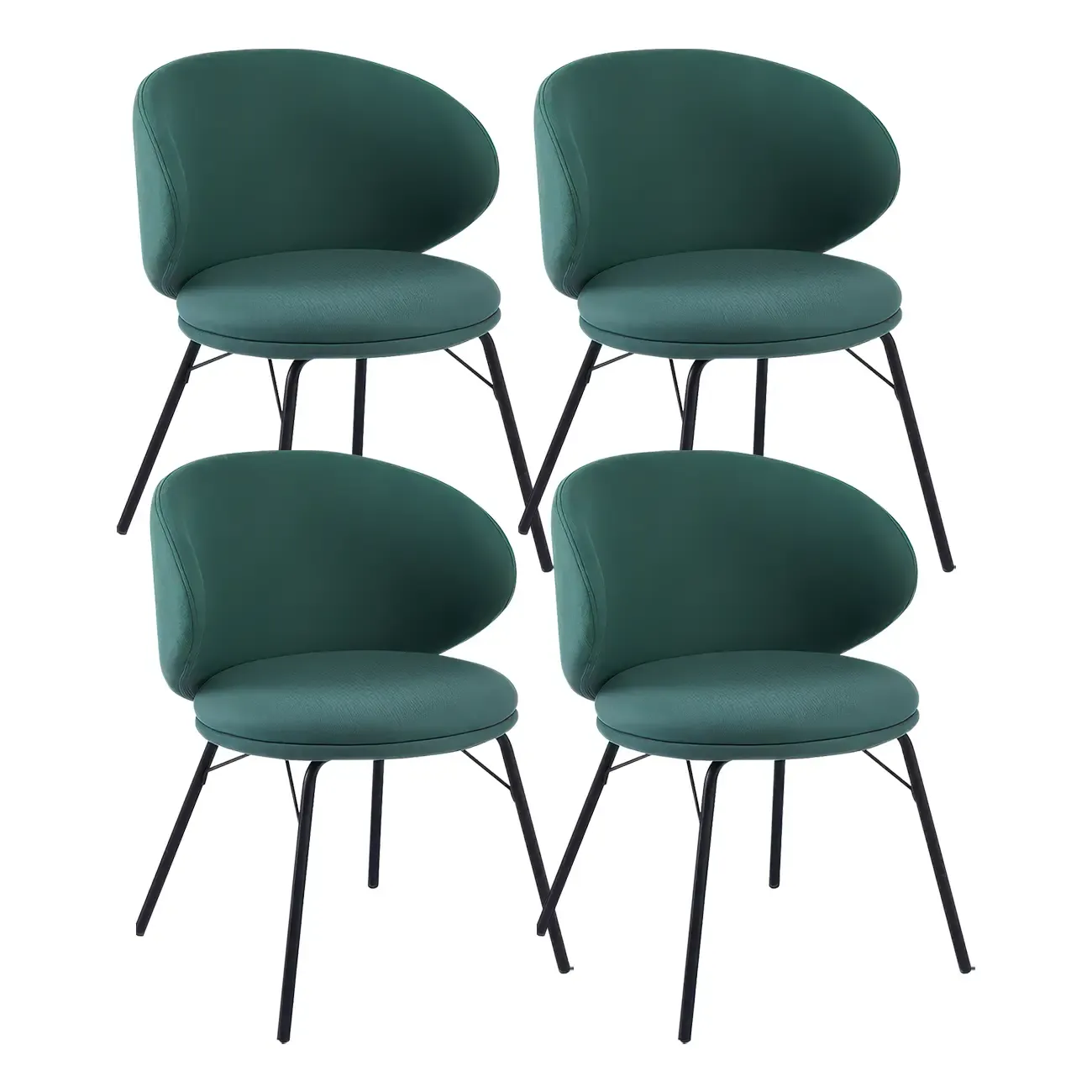 Modern Leathaire Upholstered Metal Leg Dining Chair Image - 11
