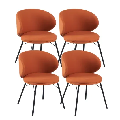 Modern Leathaire Upholstered Metal Leg Dining Chair Image - 14