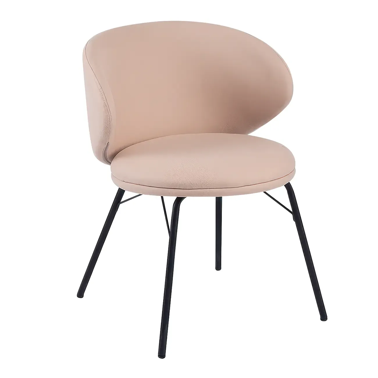 Modern Leathaire Upholstered Metal Leg Dining Chair Image - 15