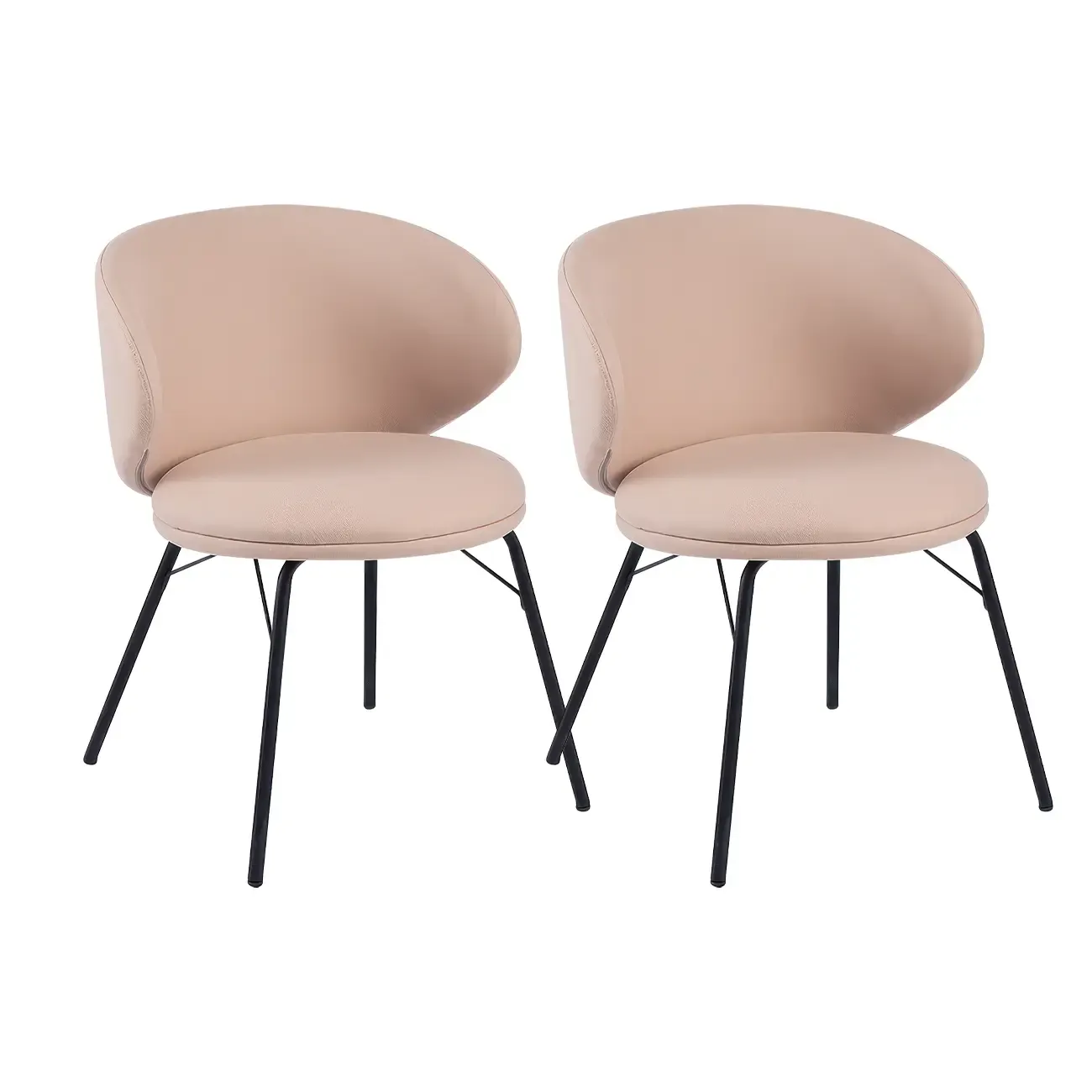 Modern Leathaire Upholstered Metal Leg Dining Chair Image - 16