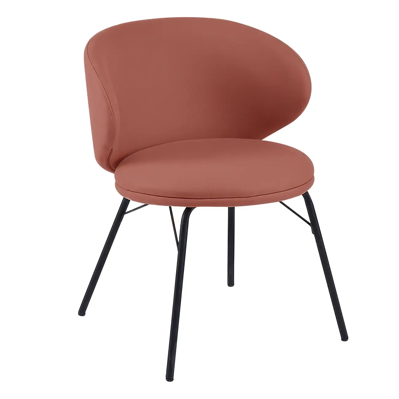 Modern Leathaire Upholstered Metal Leg Dining Chair Image - 18