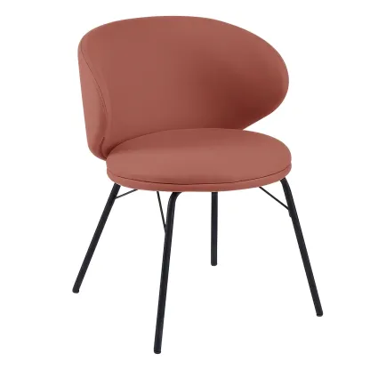 Modern Leathaire Upholstered Metal Leg Dining Chair Image - 18