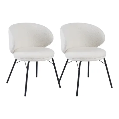 Modern Leathaire Upholstered Metal Leg Dining Chair Image - 25
