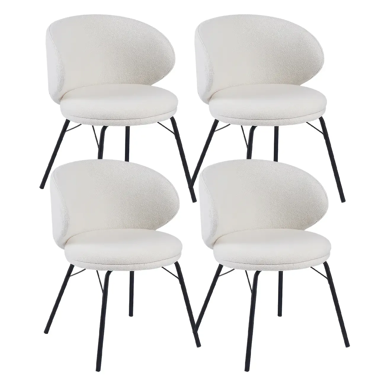 Modern Leathaire Upholstered Metal Leg Dining Chair Image - 26