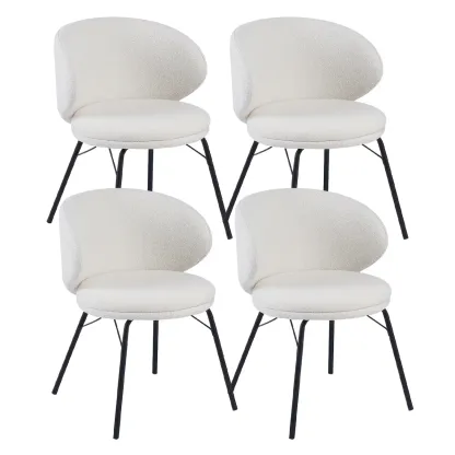 Modern Leathaire Upholstered Metal Leg Dining Chair Image - 26