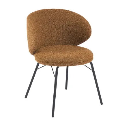 Modern Leathaire Upholstered Metal Leg Dining Chair Image - 27