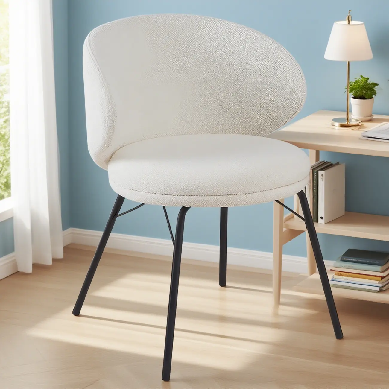 Modern Leathaire Upholstered Metal Leg Dining Chair Image - 2 | homeyfad