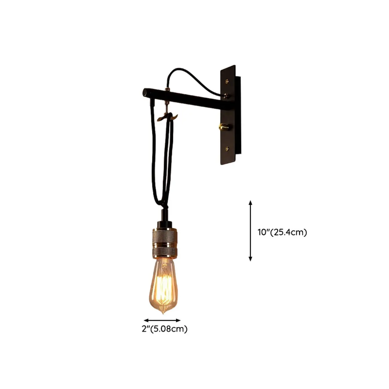 Industrial Metal Black Swing Arm Wall Light #size | homeyfad
