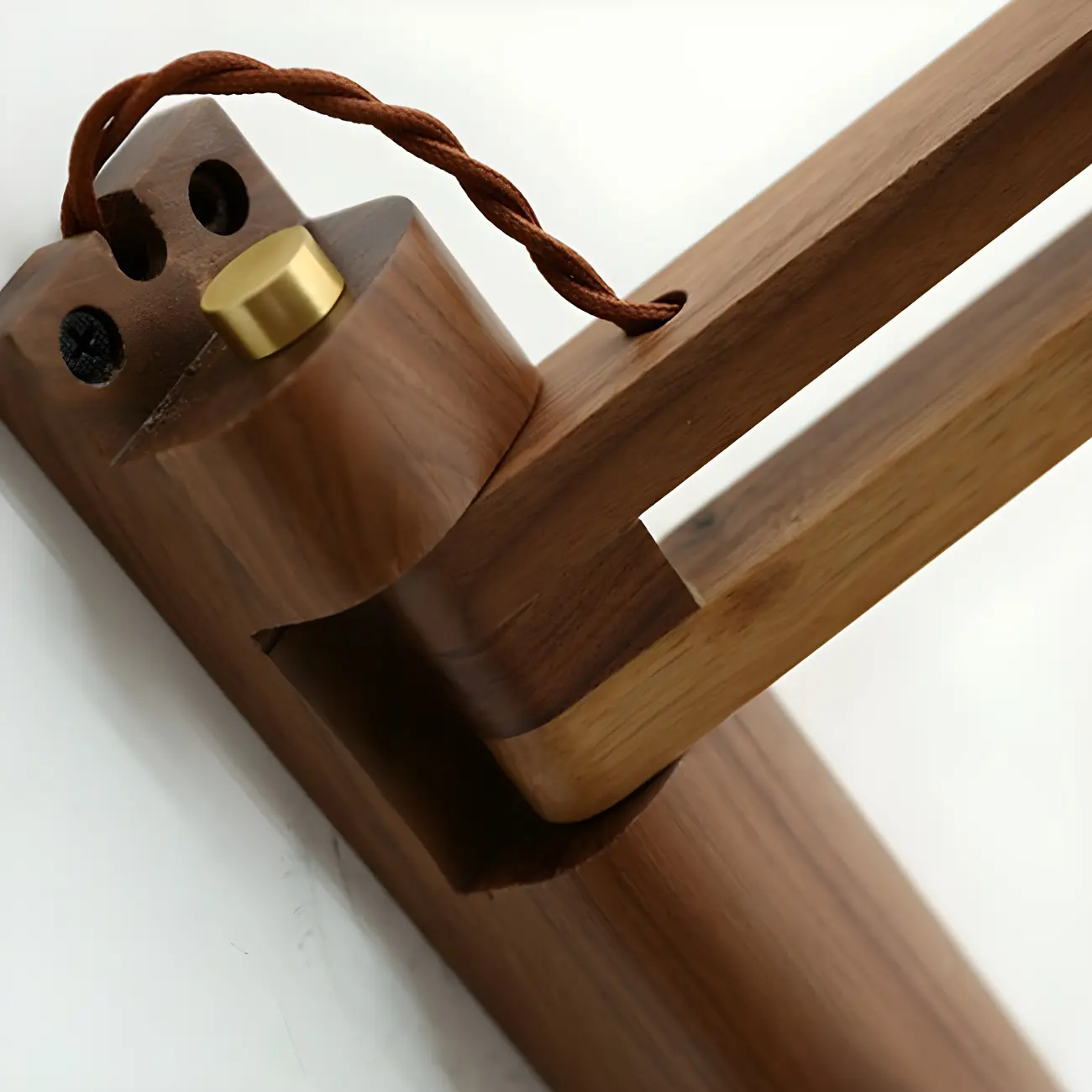 Vintage Wooden Swing Arm Wall Light with Ceramics Shade Image - 9 | homeyfad