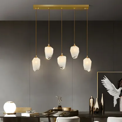 Large Modern Gold Glass Pendant Light for Kitchen Island Image - 1