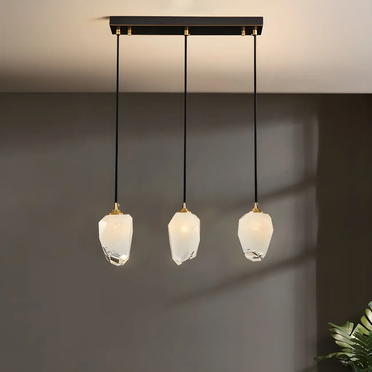 Large Modern Gold Glass Pendant Light for Kitchen Island Image - 2