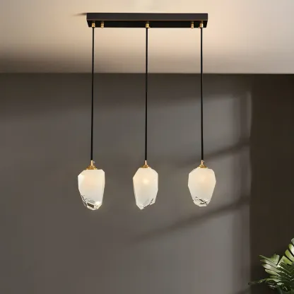 Large Modern Gold Glass Pendant Light for Kitchen Island Image - 2