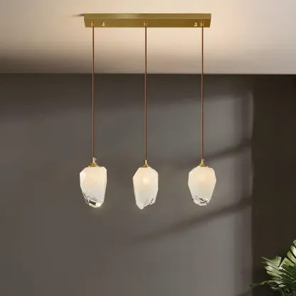 Large Modern Gold Glass Pendant Light for Kitchen Island Image - 3
