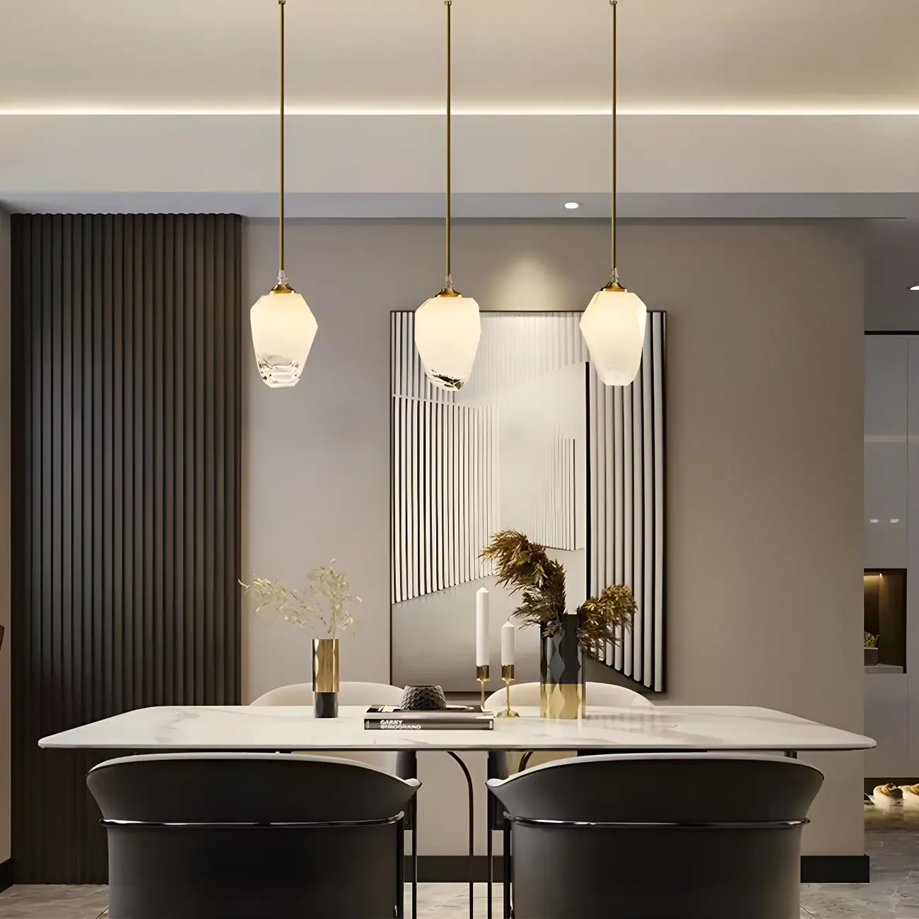 Large Modern Gold Glass Pendant Light for Kitchen Island Image - 4 | homeyfad