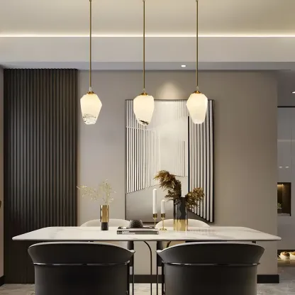 Large Modern Gold Glass Pendant Light for Kitchen Island Image - 4