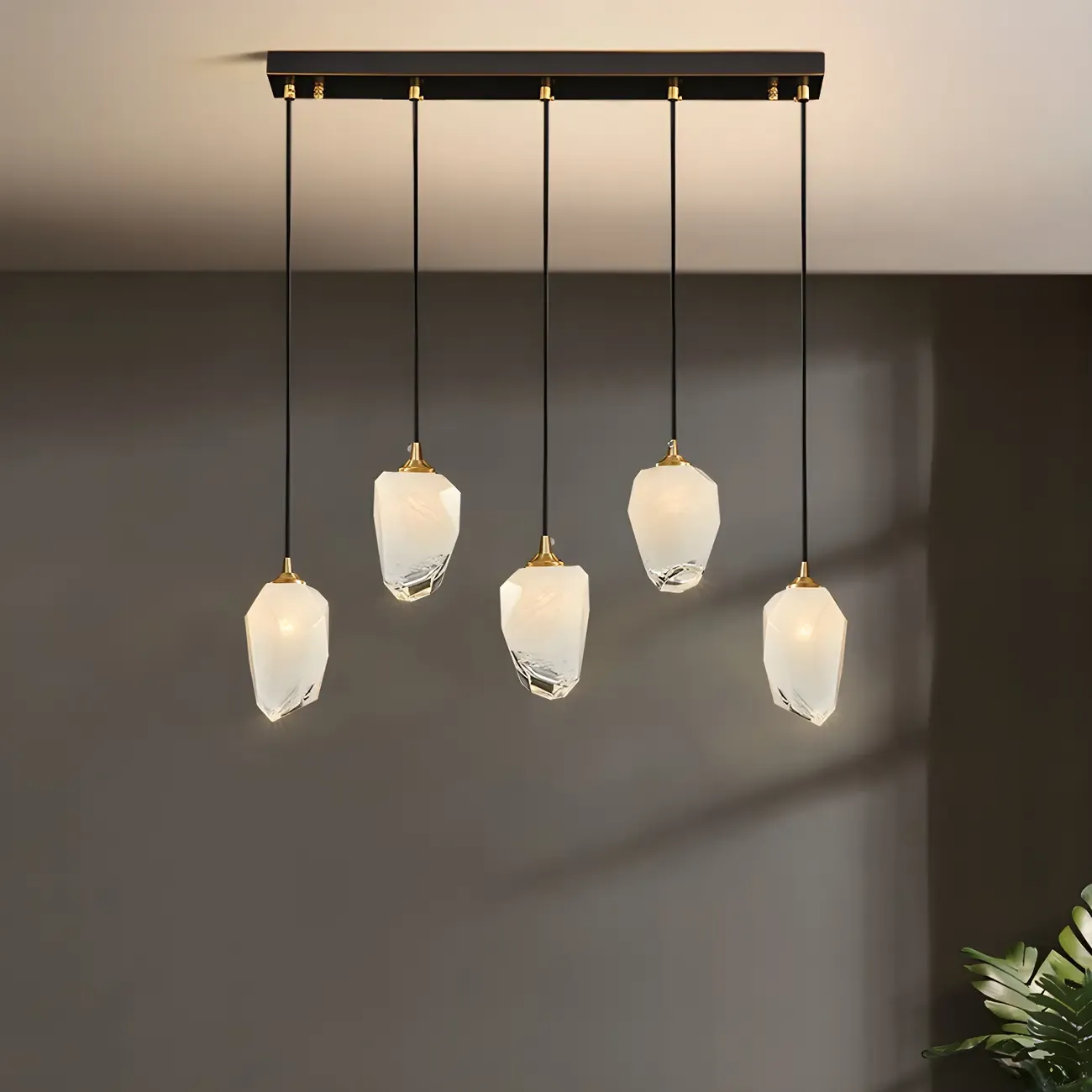 Large Modern Gold Glass Pendant Light for Kitchen Island Image - 5