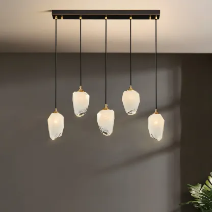 Large Modern Gold Glass Pendant Light for Kitchen Island Image - 5